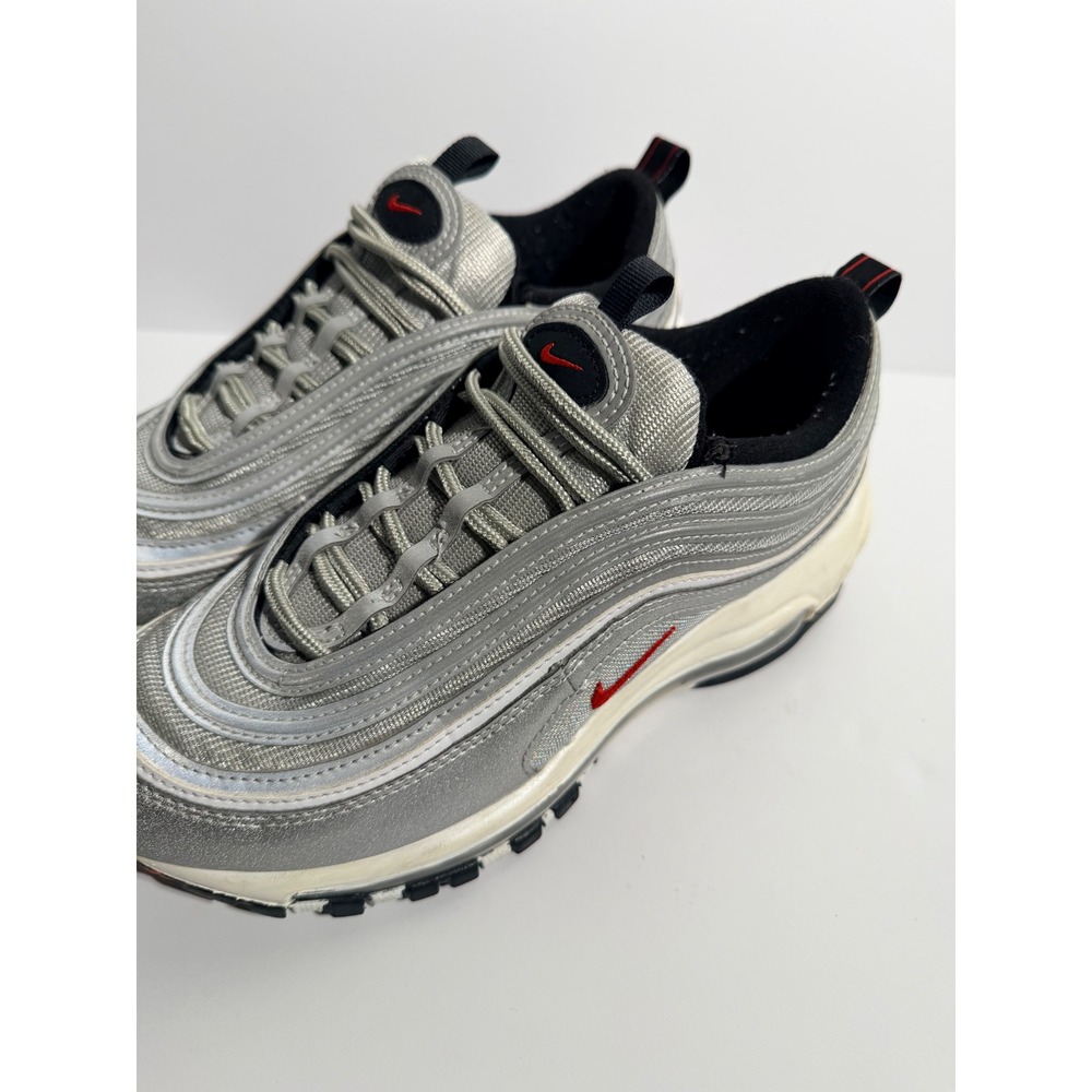 Nike Air Max 97 Silver Bullet Womens Size 7 Metallic Silver Red DQ9131-002 - Picture 2 of 7
